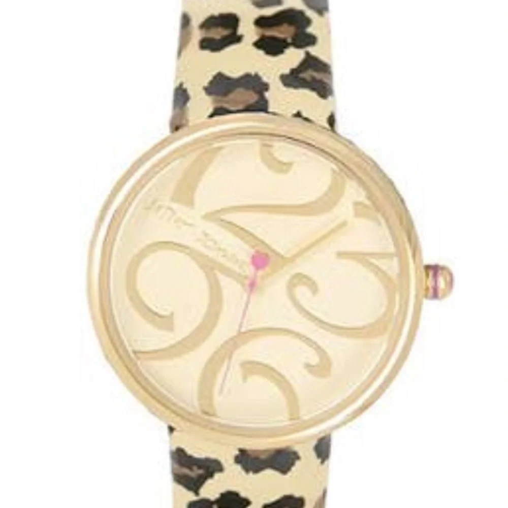 🐆Betsey Johnson EUC Large Floating Numbers Watch Animal Print🐆